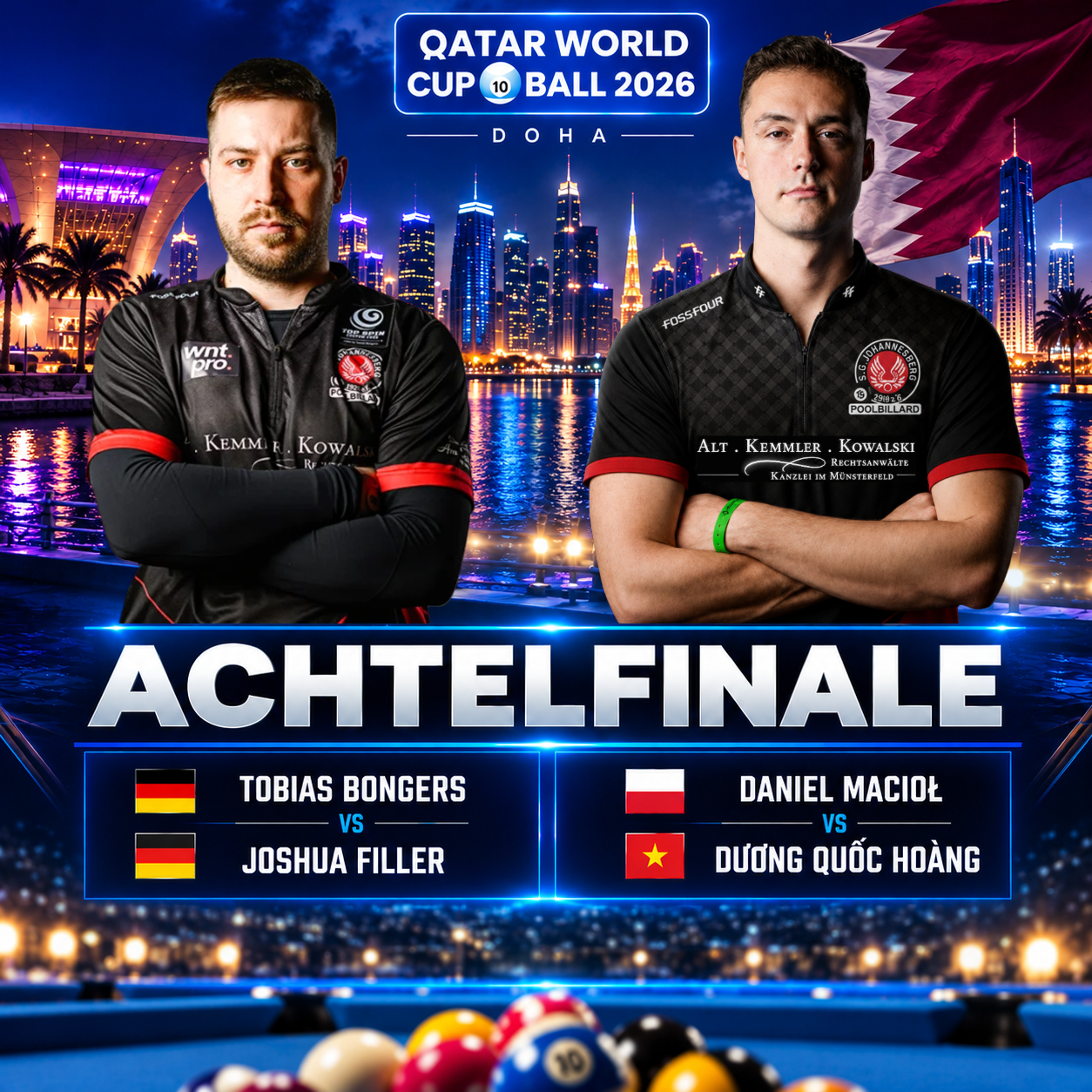 Weltklasse in Doha: Zwei SGJ-Spieler stehen im Achtelfinale des Qatar World Cup! 🎱🌍
